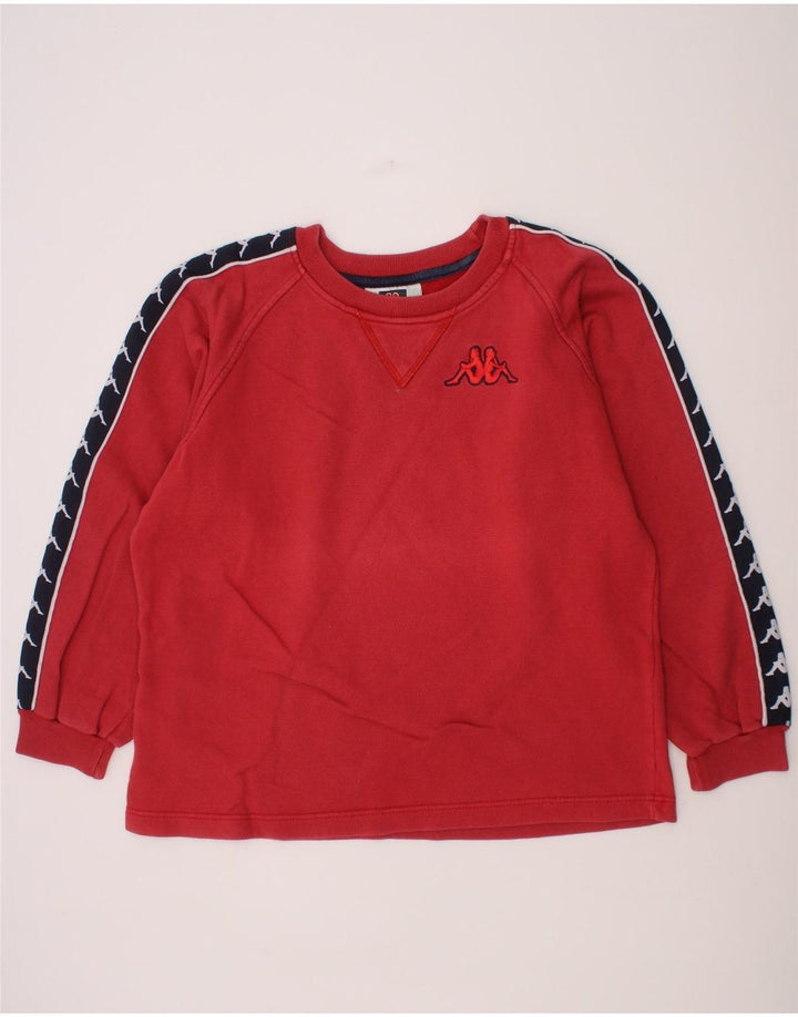 KAPPA Boys Graphic Sweatshirt Jumper 9-10 Years Large Red Cotton Vintage Kappa and Second-Hand Kappa from Messina Hembry 