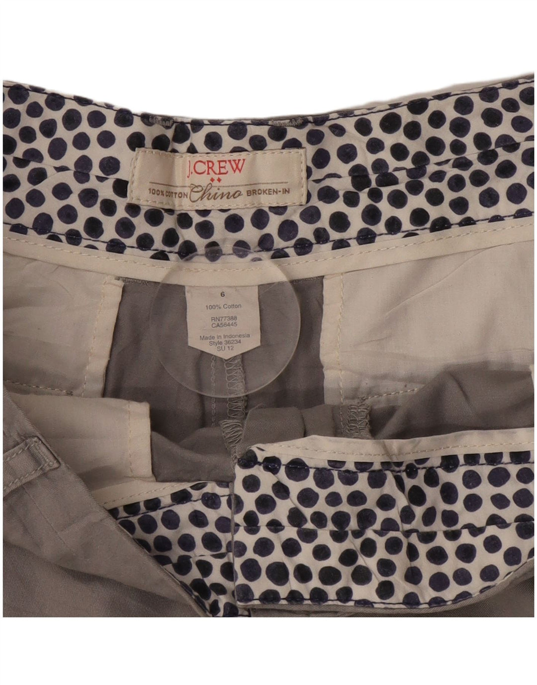 Женские шорты чинос Crew US 6 Medium W25 Серый хлопок