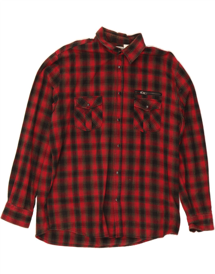 RAINBOW Mens Flannel Shirt Large Red Check Cotton Vintage Rainbow and Second-Hand Rainbow from Messina Hembry 
