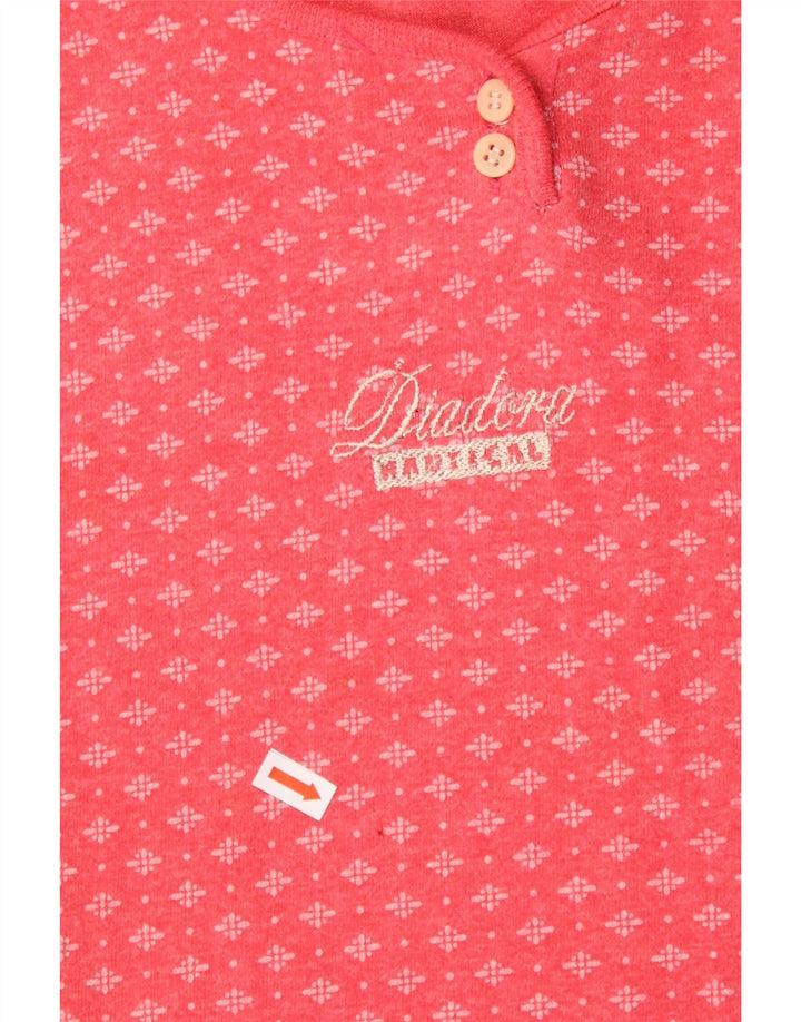 Женская футболка DIADORA Top UK 14, хлопок среднего розового цвета с геометрическим рисунком
