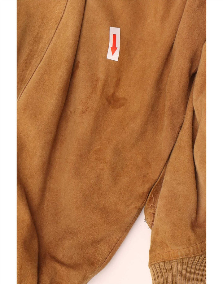 Винтажная мужская замшевая куртка-бомбер IT 54 2XL Коричневая Ретро