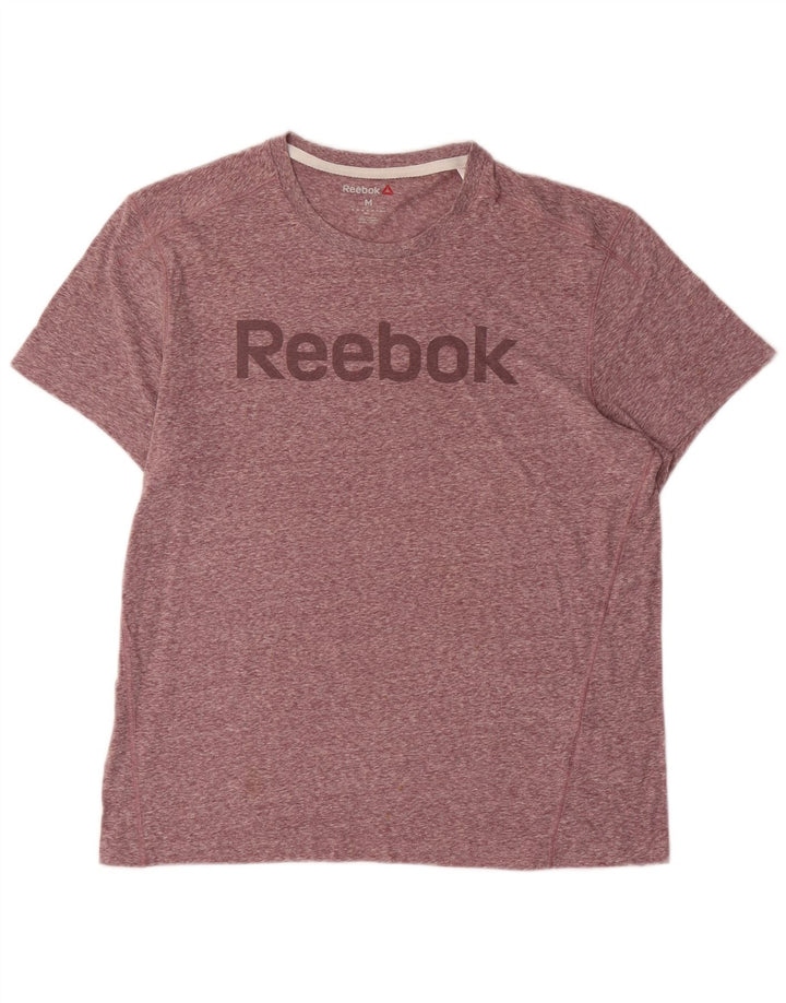 Reebok Мужская футболка с рисунком из хлопка среднего розового цвета с крапинками