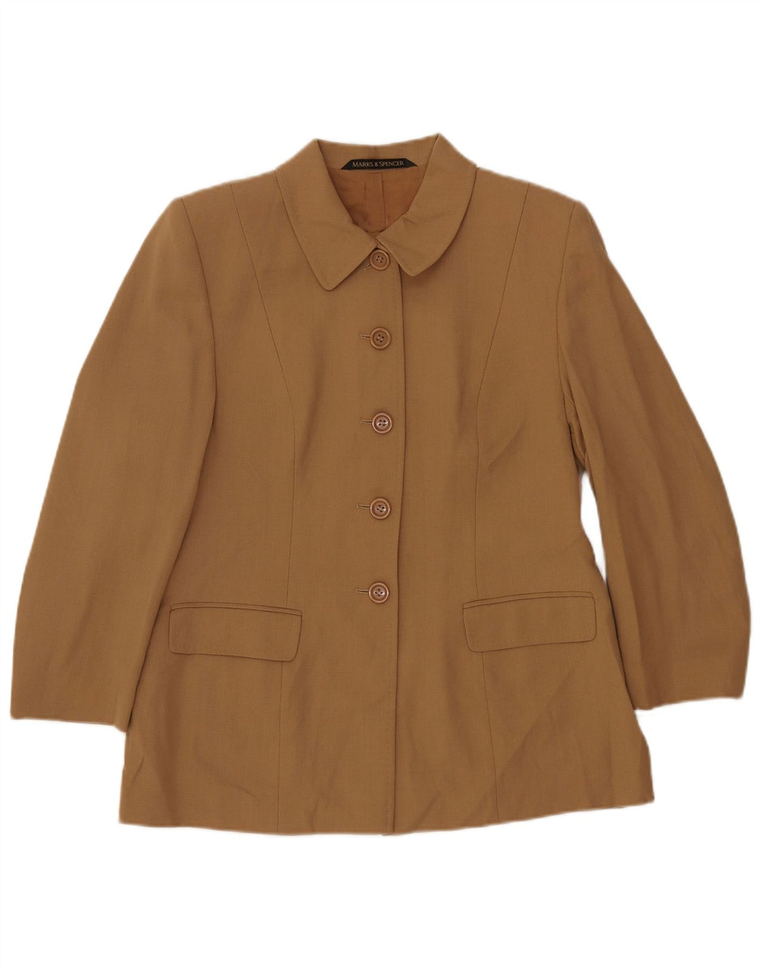 Женский пиджак на 5 пуговицах MARKS & SPENCER, Великобритания, 16, большой, бежевый, шерстяной