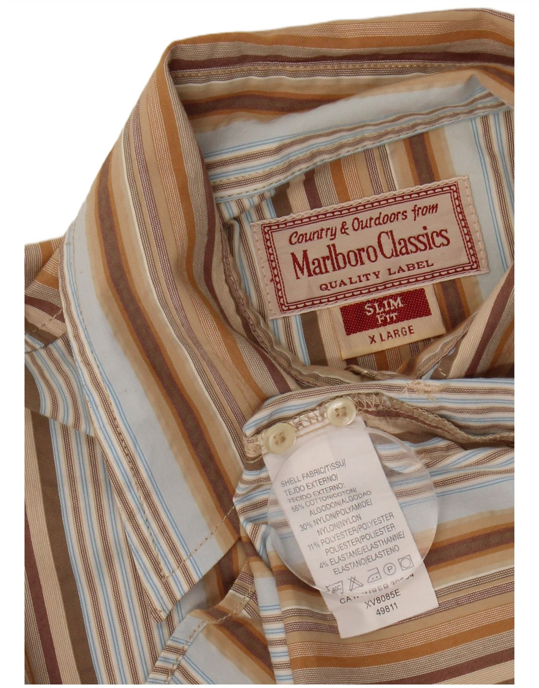 Женская рубашка приталенного кроя MARLBORO CLASSICS UK 18 XL в разноцветную полоску