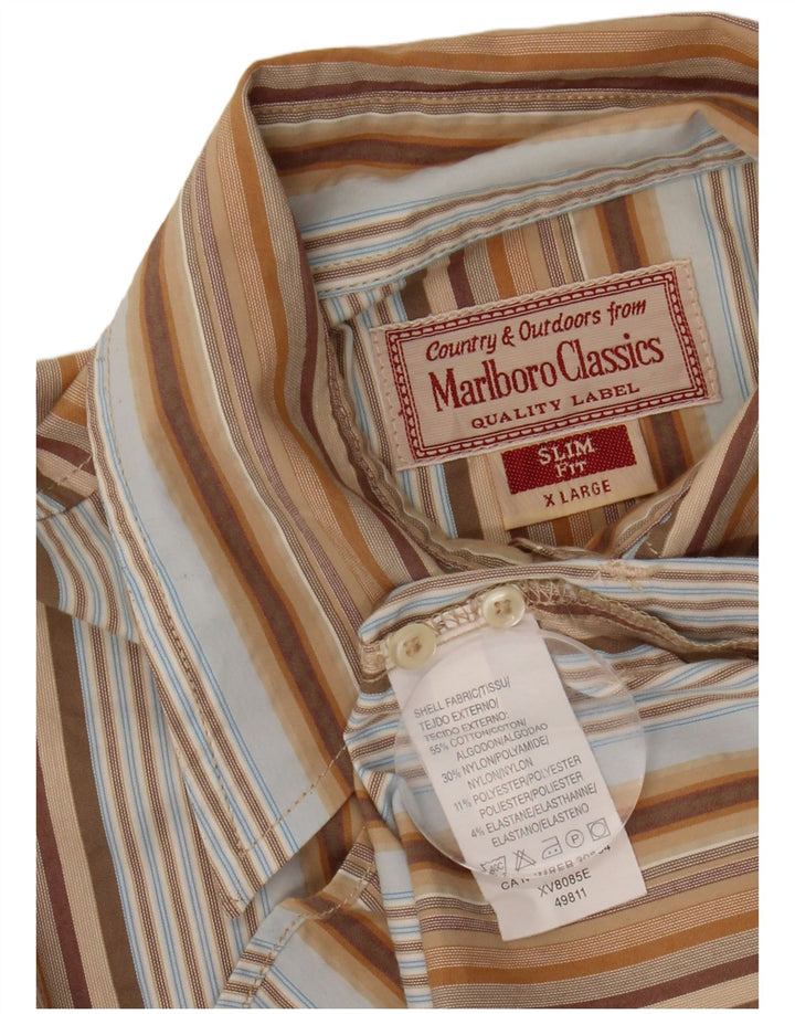 Женская рубашка приталенного кроя MARLBORO CLASSICS UK 18 XL в разноцветную полоску