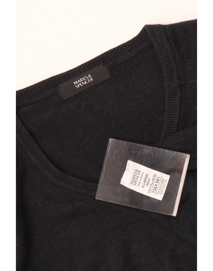 Мужской джемпер с v-образным вырезом Marks & Spencer XL темно-синий акрил