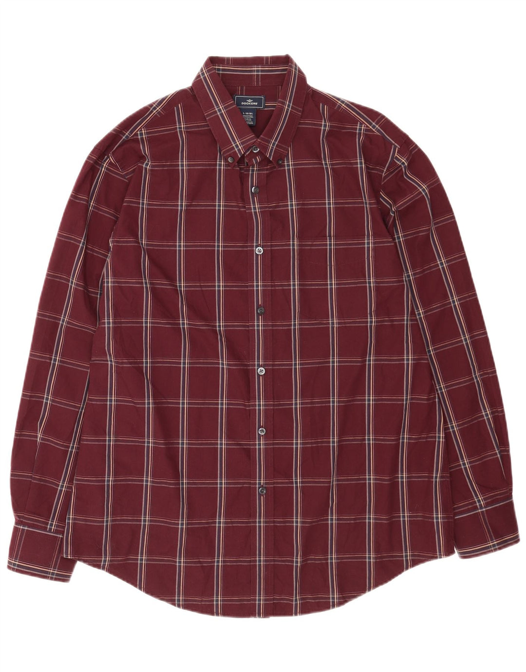 Мужская рубашка Dockers, размер 16 16 1/2, большая красная клетка, хлопковая