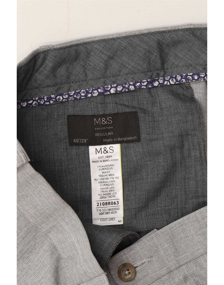 Мужские повседневные брюки Marks & Spencer W40 L29 серые из полиэстера
