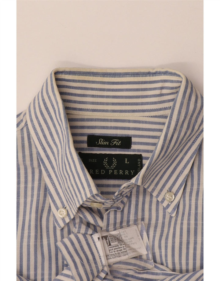 Мужская рубашка узкого кроя Fred Perry, хлопок в большую синюю полоску