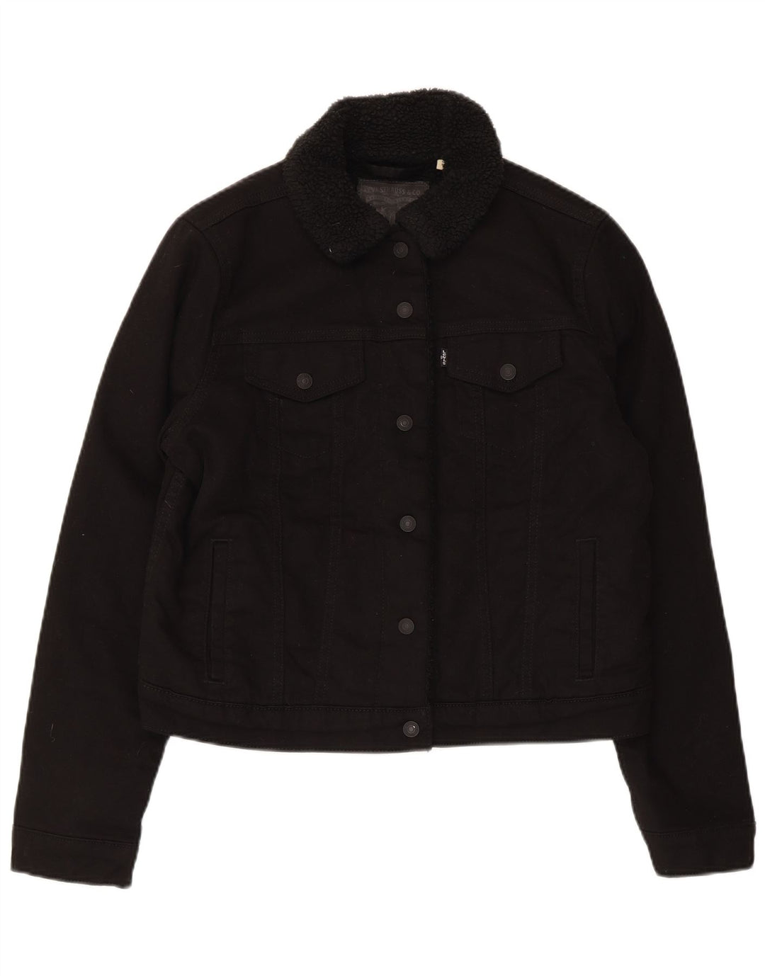 Женская джинсовая куртка из шерпы Levi's UK 16, большая черная, хлопок