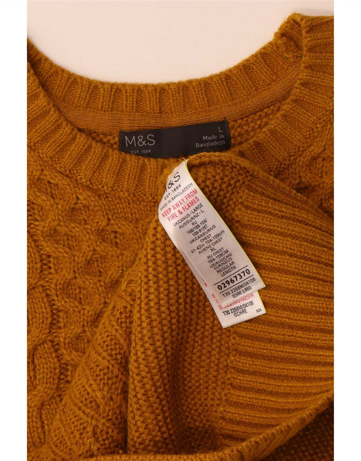 Мужской джемпер с круглым вырезом Marks & Spencer, большой желтый акрил