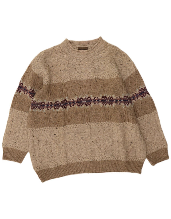 Мужской джемпер с круглым вырезом Sevres IT 54 XL, бежевый, шерсть Fair Isle