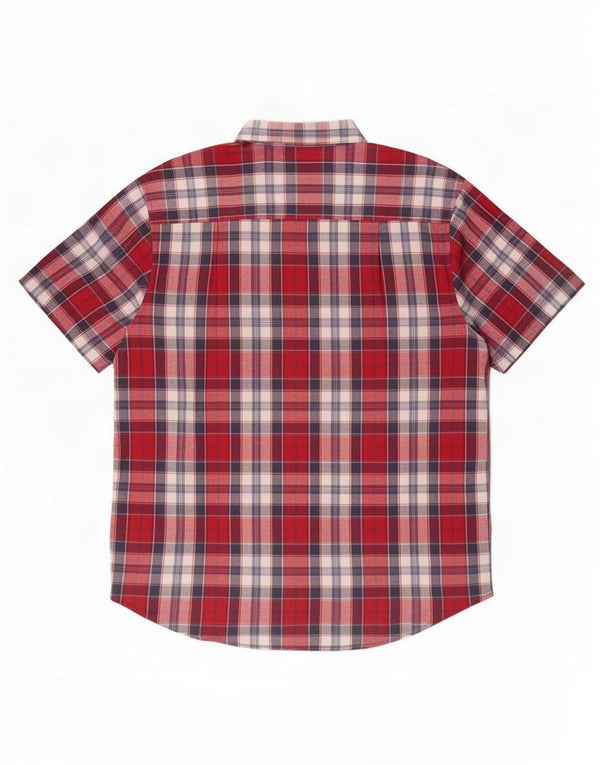 Мужская повседневная рубашка с коротким рукавом Wrangler 2XL, хлопковая красная клетка в клетку