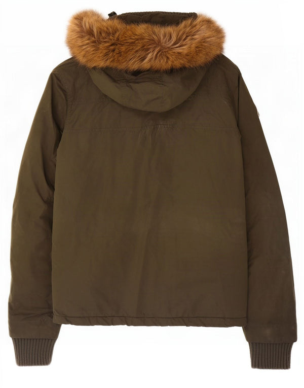 Женская ветровка с капюшоном Superdry UK 14, средний цвет хаки, полиэстер