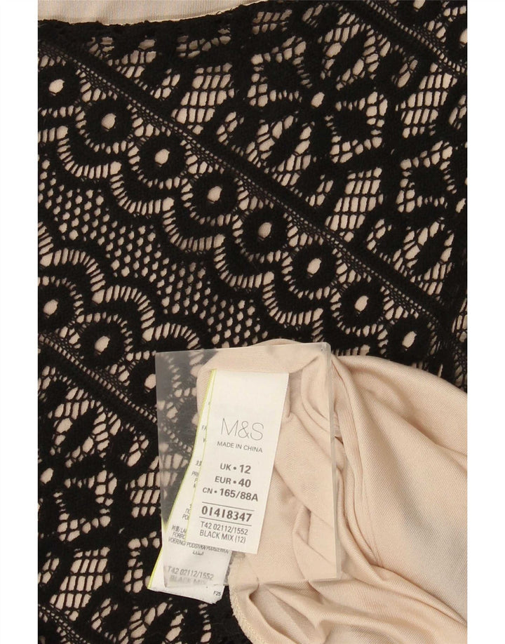 Женское кружевное платье-футляр Marks & Spencer UK 12, средний черный с цветочным принтом