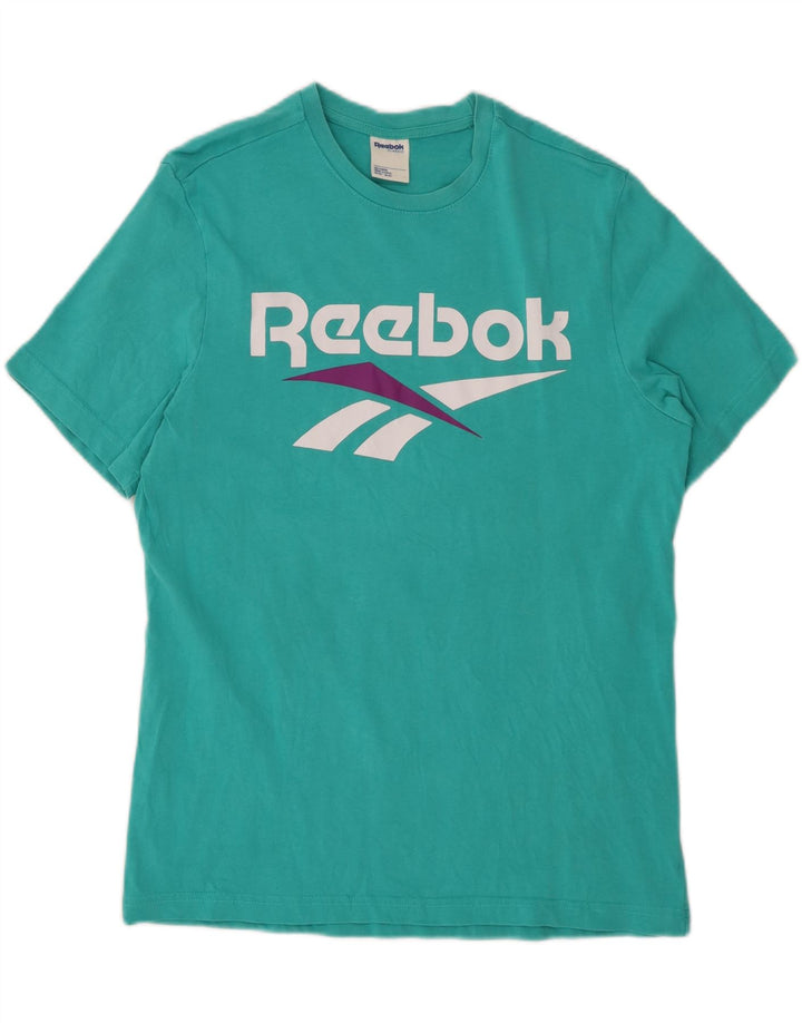 Мужская классическая футболка с рисунком REEBOK, средний бирюзовый хлопок