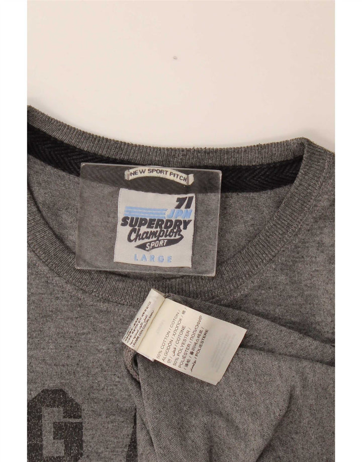 Мужская футболка с рисунком Superdry, большой серый хлопок