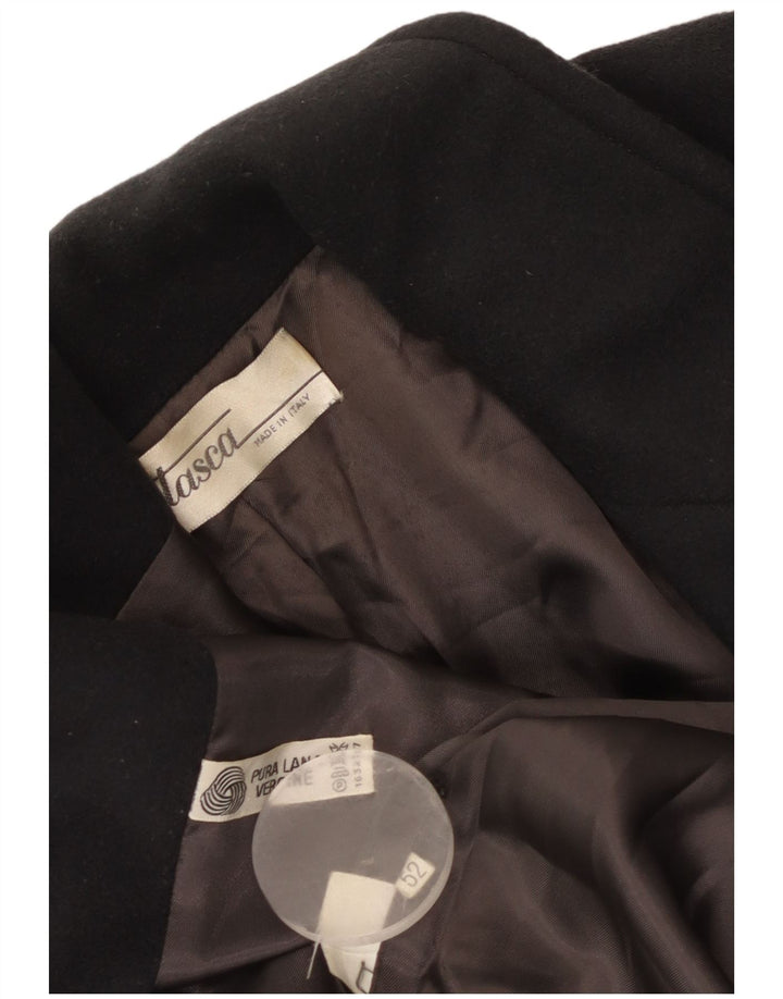 Винтажное женское двубортное пальто IT 52 2XL Серое из натуральной шерсти