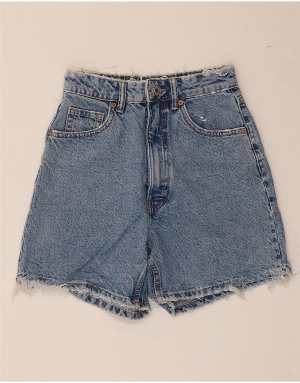 Женские джинсовые шорты Zara с высокой талией EU 34 2XS W24 Синие, хлопок