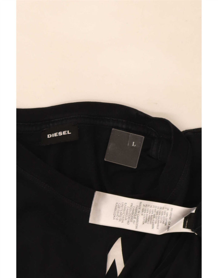Мужская футболка с рисунком Diesel, большая черная хлопковая рубашка