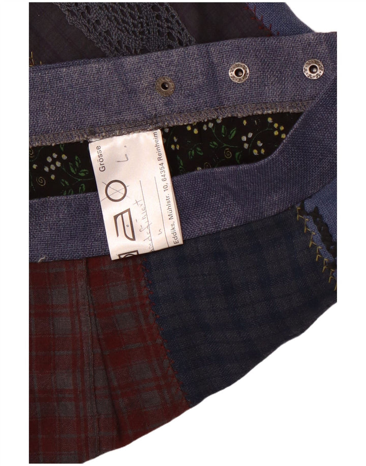 ВИНТАЖНАЯ женская юбка с запахом, большая W36, синяя в стиле пэчворк