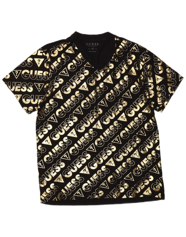 Мужская футболка Guess с рисунком Top UK 36, маленькая, черная, хлопок