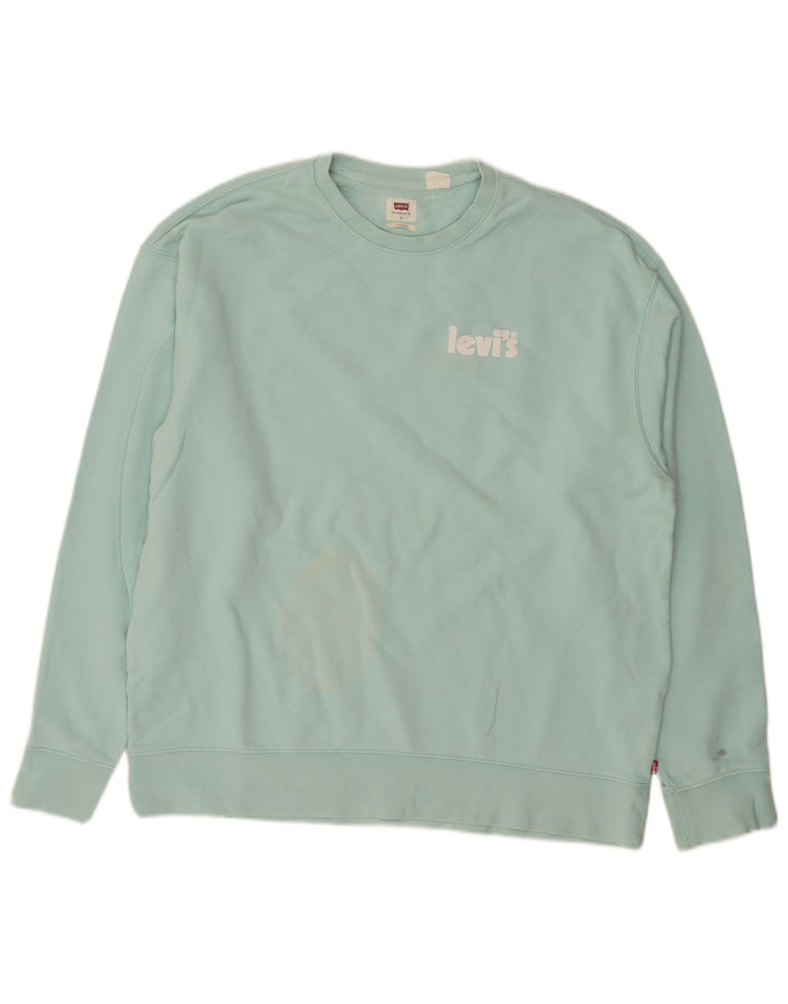 Мужской свитер Levi's, большой бирюзовый хлопковый джемпер