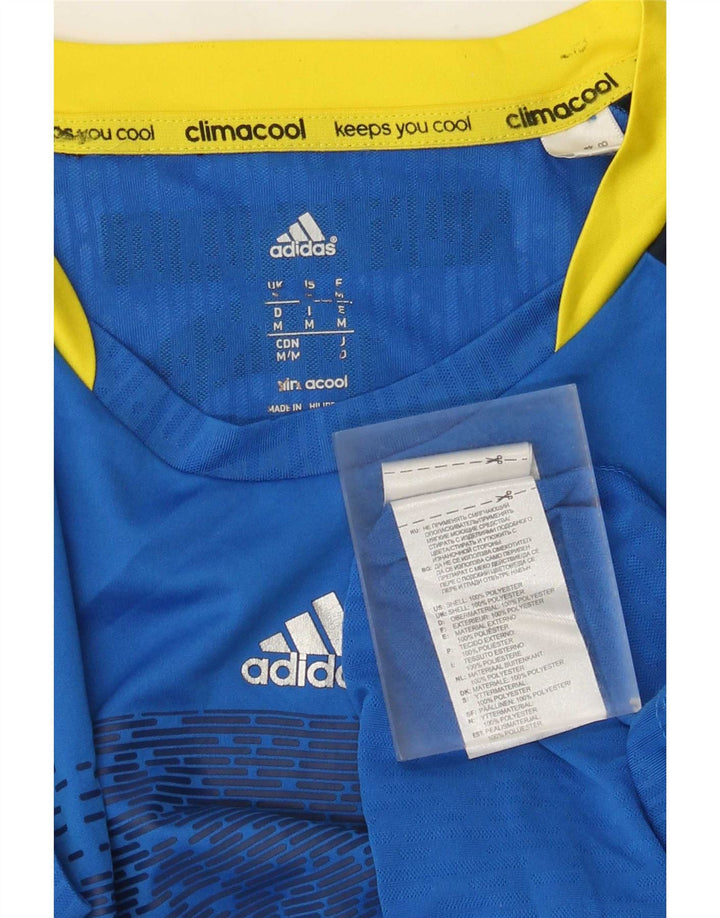 Мужская футболка Adidas Climacool с рисунком, верх среднего синего цвета, полиэстер с цветными блоками