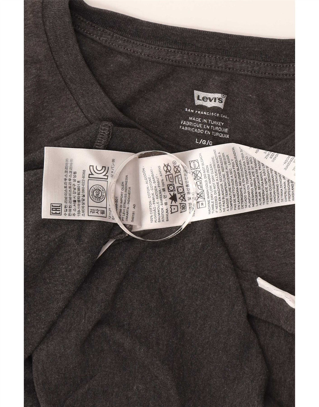 Мужская футболка с рисунком Levi's, большой серый хлопок с цветными блоками