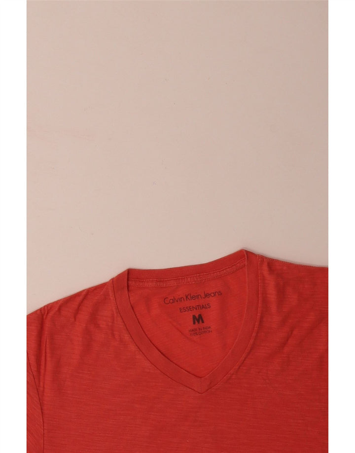 CALVIN KLEIN Mens T-Shirt Top Medium Orange Cotton