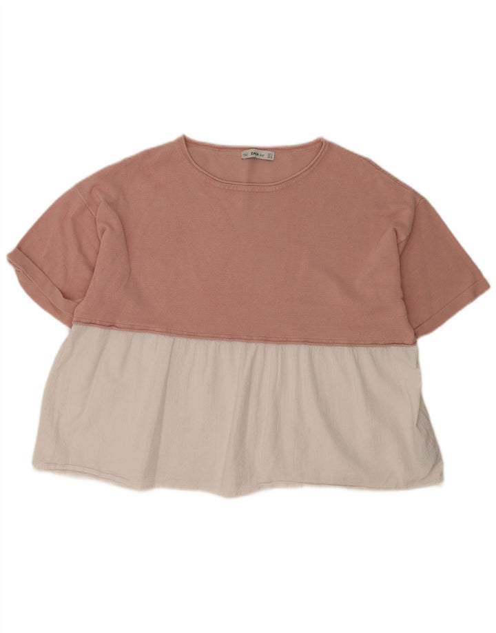 Женская блузка оверсайз Zara UK 14, средний розовый цвет, вискоза