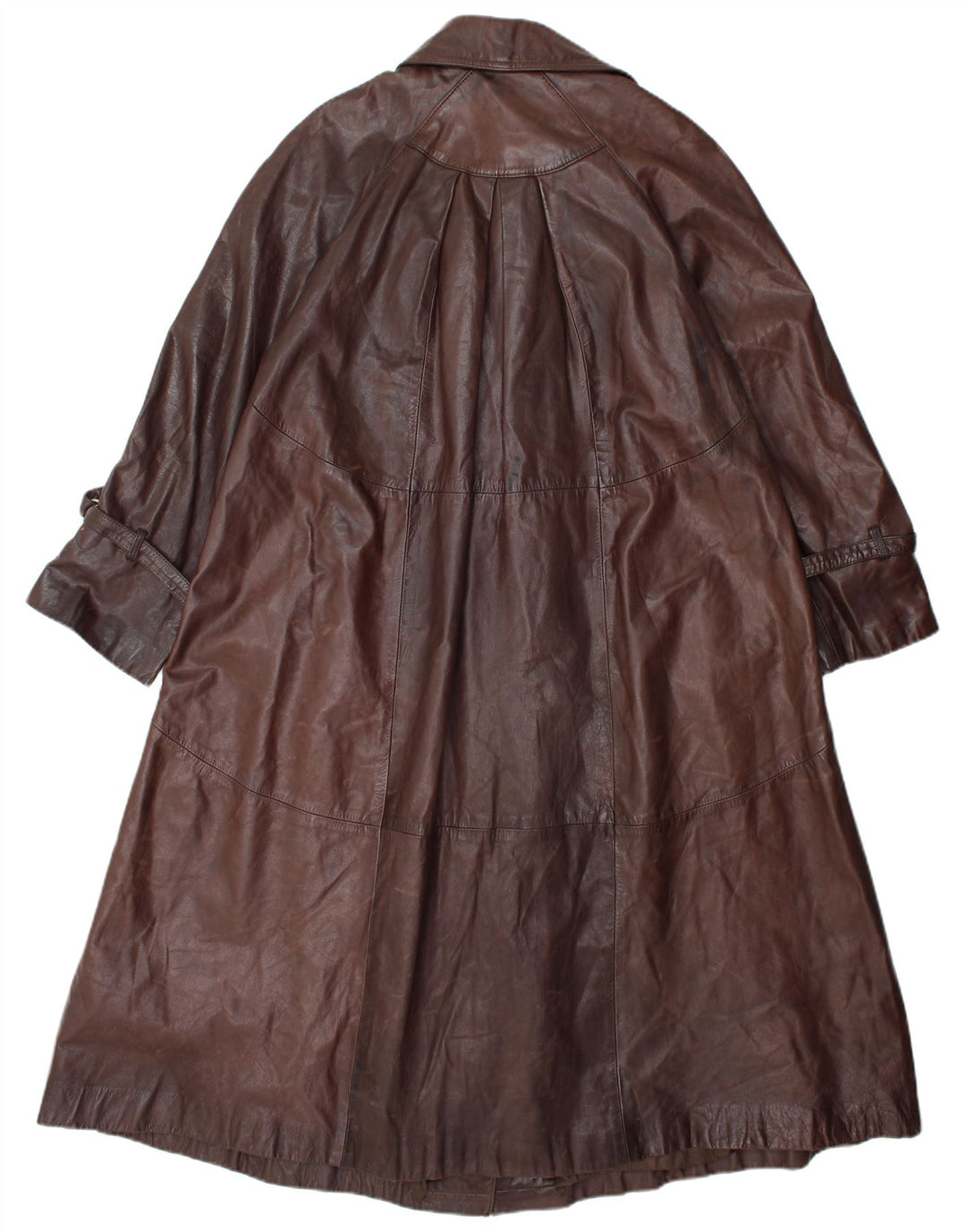 ВИНТАЖНОЕ Женское Кожаное Пальто UK 14 Средне-Коричневый