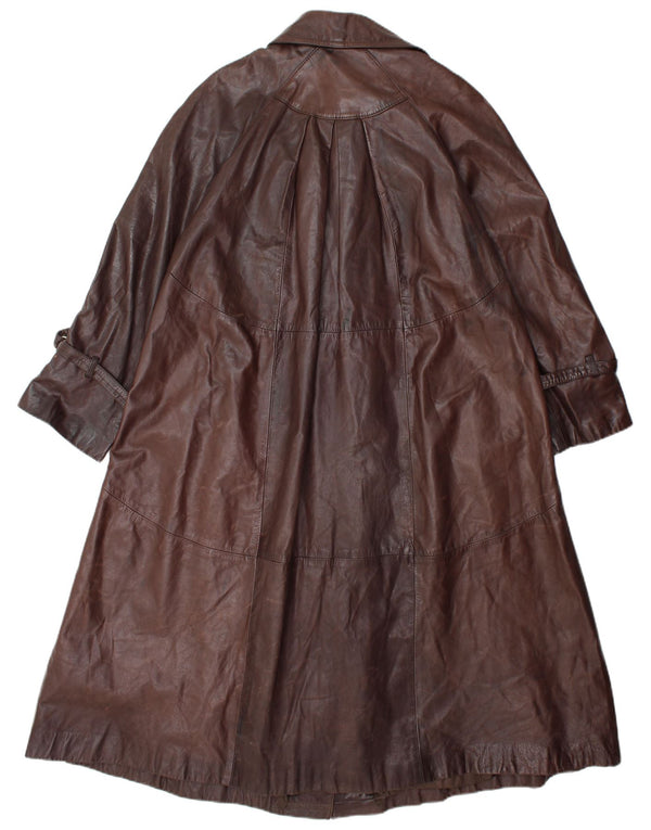 VINTAGE Womens Leather Coat UK 14 Medium Brown
