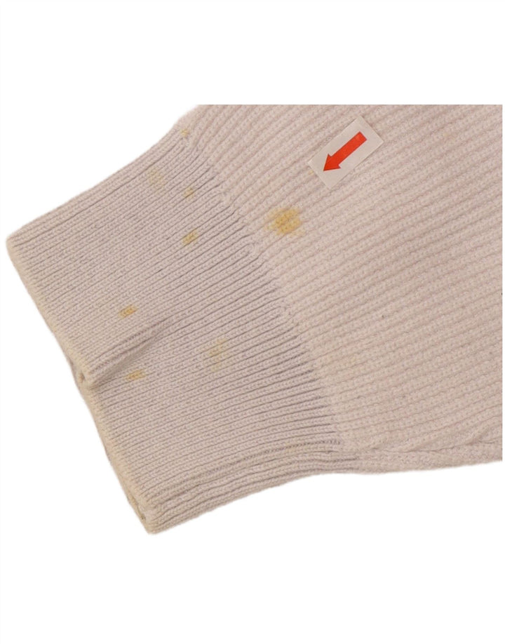 Мужской джемпер с круглым вырезом Zara, средний белый хлопковый свитер