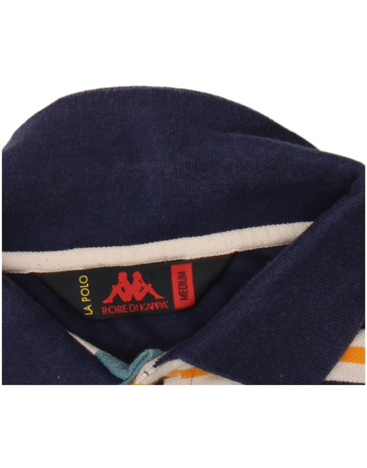 Мужская рубашка-поло Kappa среднего размера, темно-синяя полоска