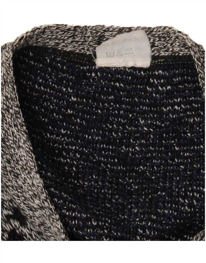 Мужской свитер-кардиган VINTAGE XL, серый, шерстяной с геометрическим рисунком