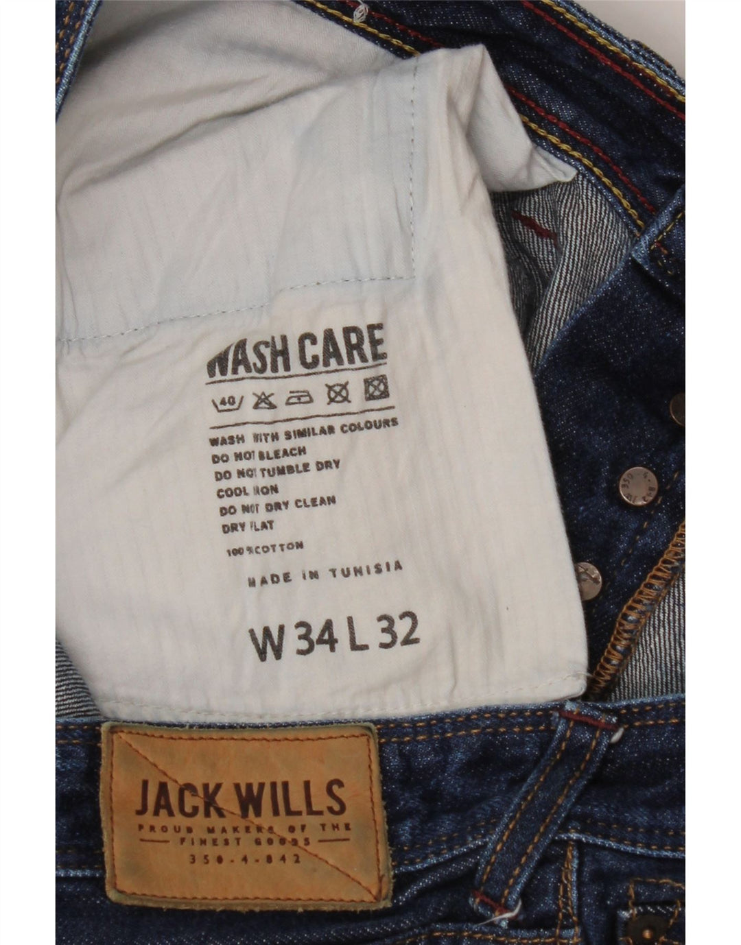 Джинсы мужские узкие JACK WILLS W34 L32 синие, хлопок
