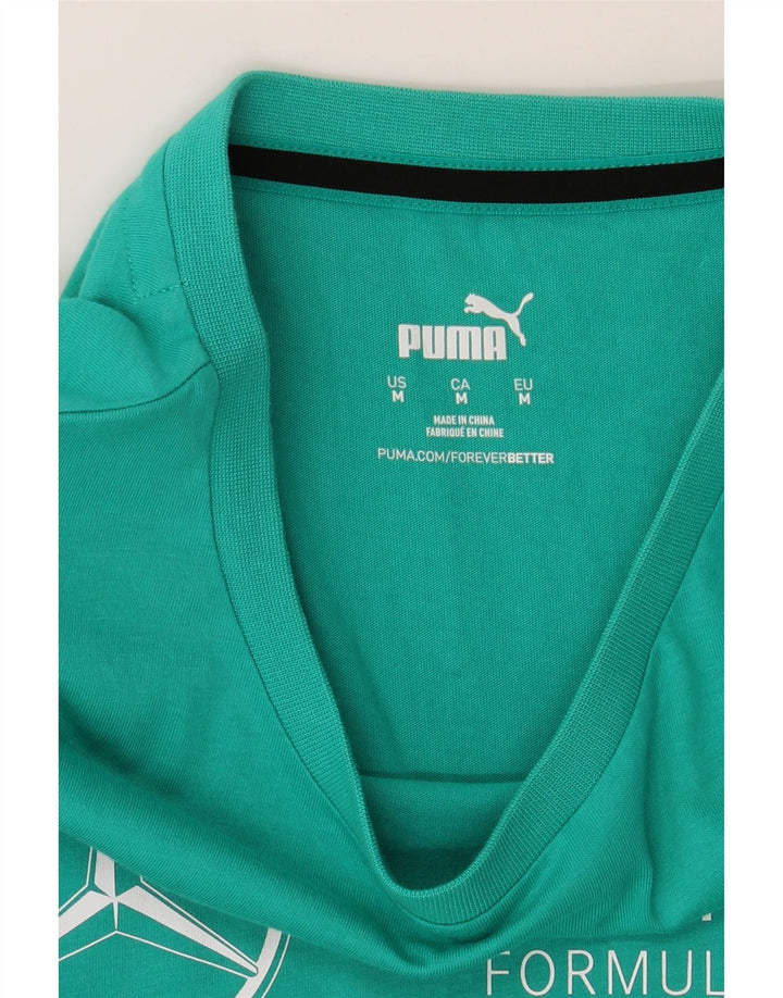 PUMA Mens Formula One Graphic T-Shirt Top Medium Turquoise Vintage Puma and Second-Hand Puma from Messina Hembry 