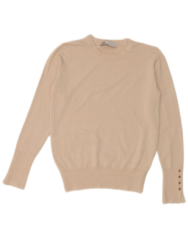 Мужской укороченный свитер с вырезом лодочкой Zara UK 12, средний бежевый, вискоза