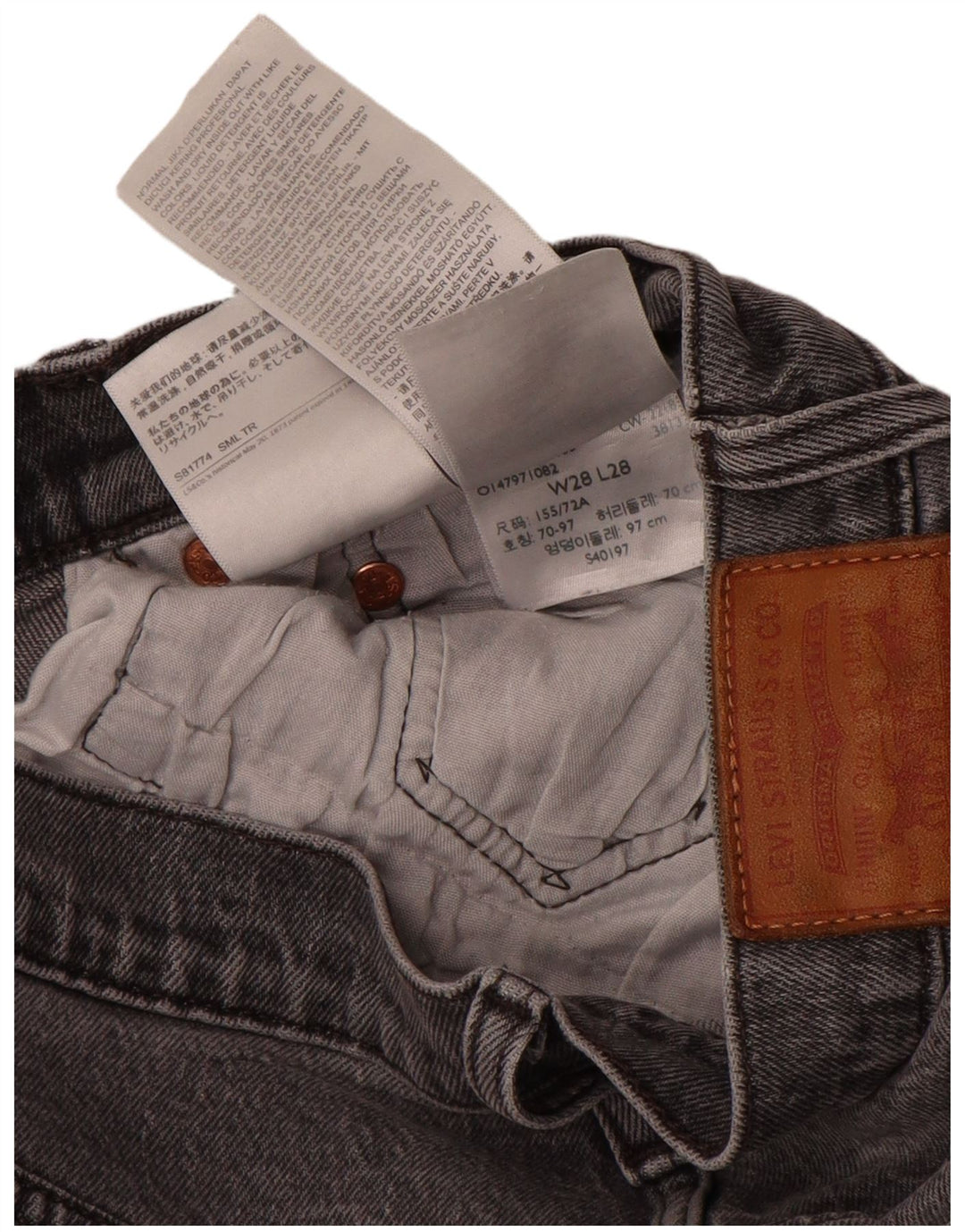 Женские прямые джинсы Levi's 501 W28 L28, серый хлопок