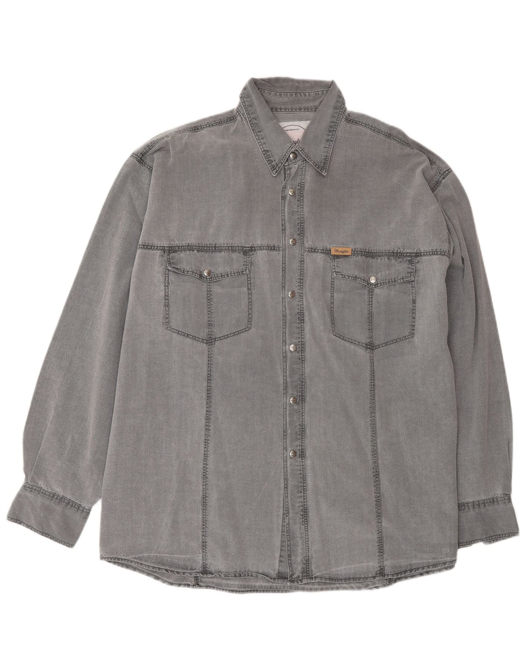Мужская джинсовая рубашка Wrangler XL, серая, хлопок