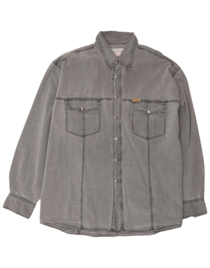 Мужская джинсовая рубашка Wrangler XL, серая, хлопок