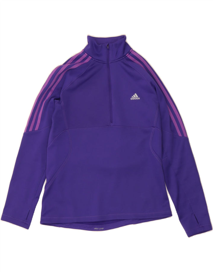 ADIDAS Womens Zip Neck Pullover Tracksuit Top UK 12/14 Medium Purple Vintage Adidas and Second-Hand Adidas from Messina Hembry 