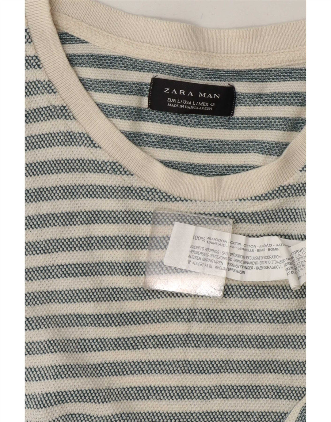 Мужская футболка Zara из хлопка в большую серую полоску