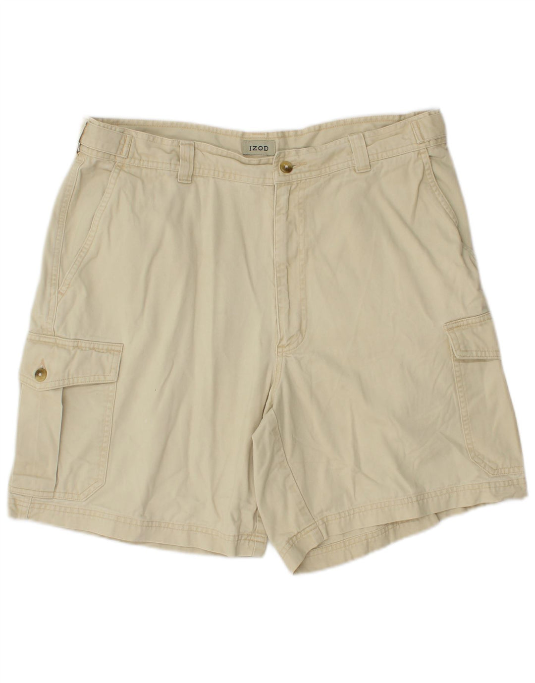 IZOD Мужские шорты-карго W34, большие, бежевые, хлопок