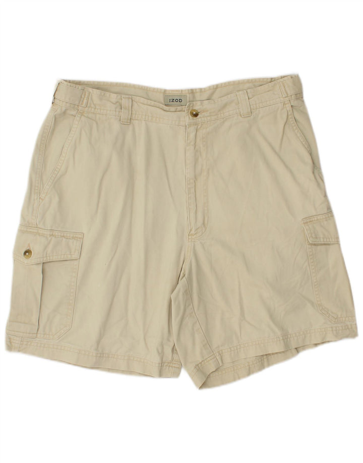 IZOD Мужские шорты-карго W34, большие, бежевые, хлопок