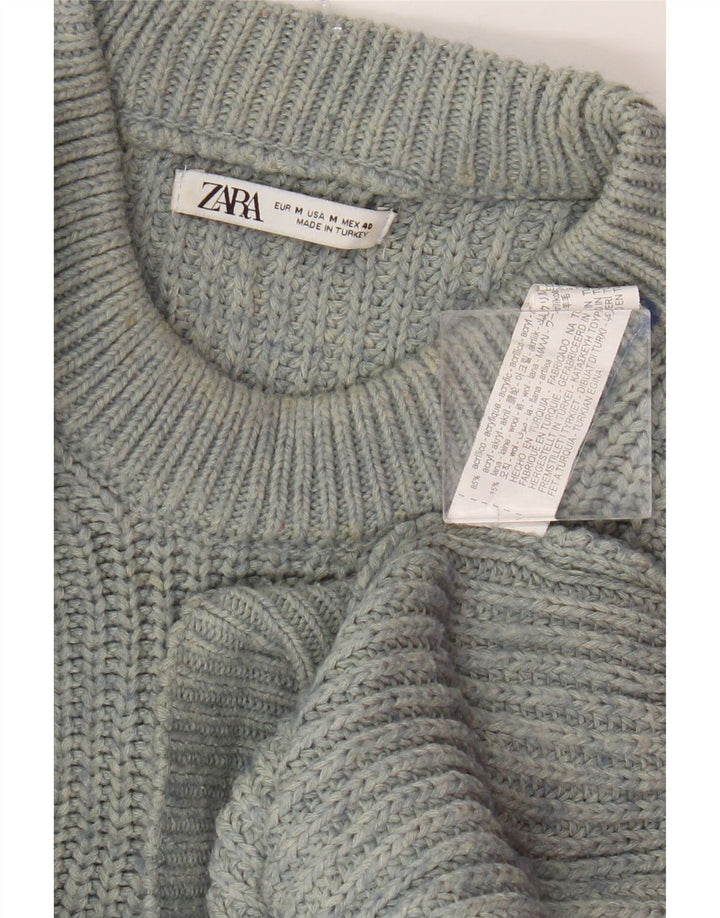 Мужской джемпер с круглым вырезом Zara, средний синий акрил в крапинку