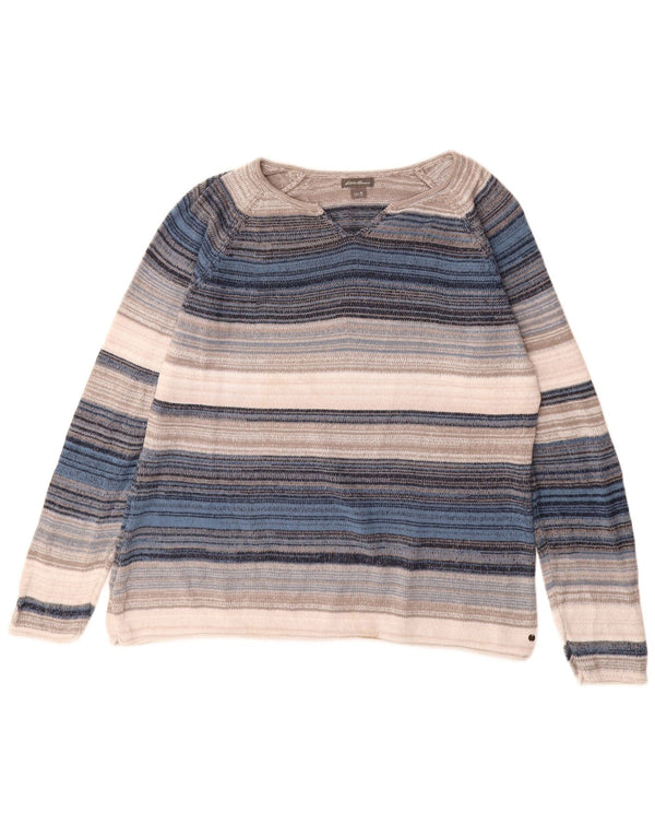 Женский джемпер с v-образным вырезом EDDIE BAUER UK 18 XL в разноцветную полоску