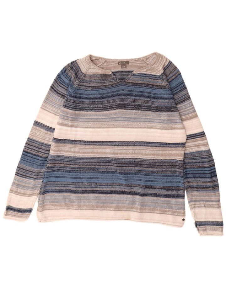 Женский джемпер с v-образным вырезом EDDIE BAUER UK 18 XL в разноцветную полоску