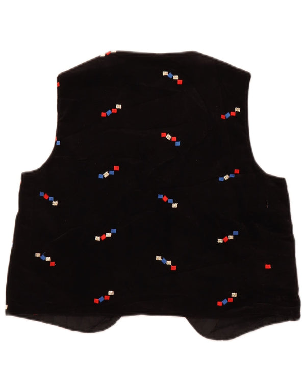 Винтажный женский бархатный жилет OPEN США 2 XS, черный